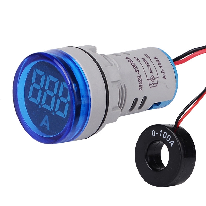 SINOTIMER ST16A Round 22mm LED Digital Signal Light 220V AC Ammeter 0-100A AC Current Indicator Light(03 Blue) - Shopkiz.com