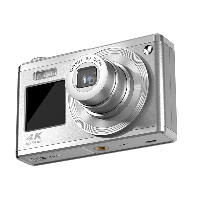 4K HD Optical Zoom Digital Camera 60MP Dual Screen Selfie Camera, No Memory(Silver) - Shopkiz.com