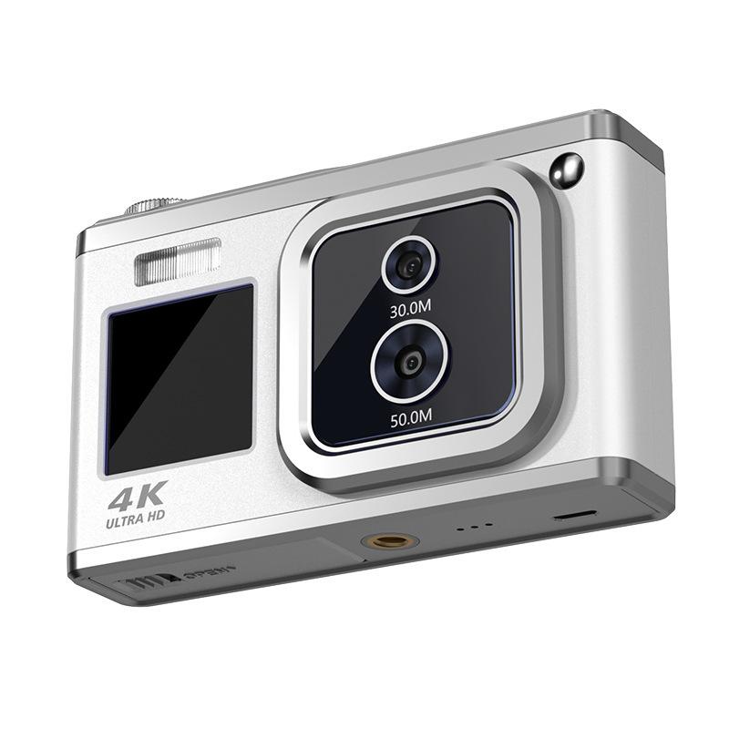 4K HD Optical Dual Lens Digital Camera 50MP Dual Screen Selfie Camera, No Memory(White) - Shopkiz.com