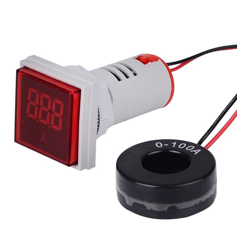 SINOTIMER ST17A Square 22mm LED Digital Display Signal Light AC Current Indicator 0-100A(01 Red) - Shopkiz.com