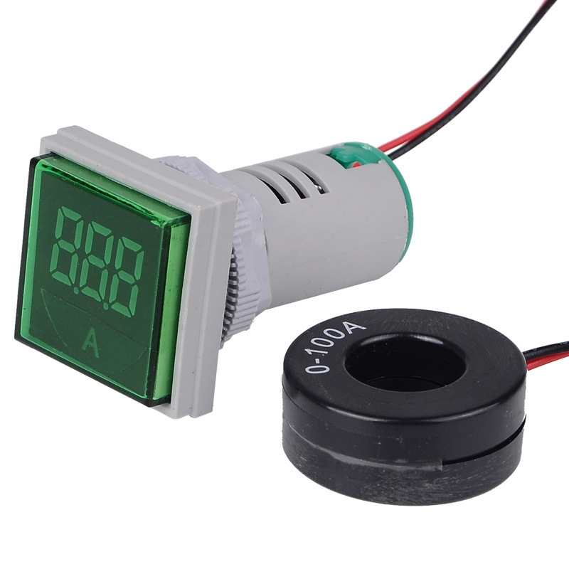 SINOTIMER ST17A Square 22mm LED Digital Display Signal Light AC Current Indicator 0-100A(04 Green) - Shopkiz.com