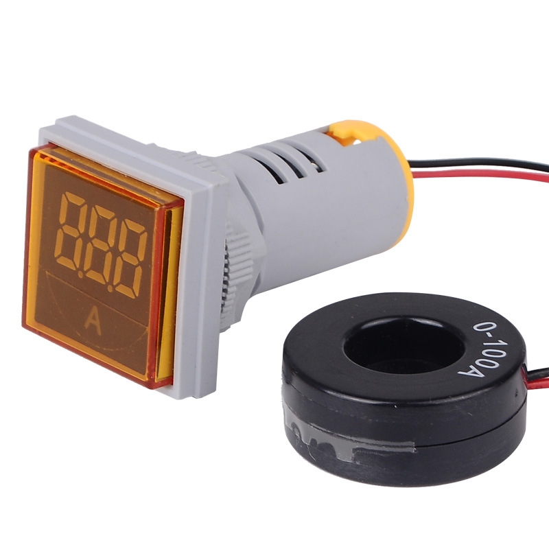 SINOTIMER ST17A Square 22mm LED Digital Display Signal Light AC Current Indicator 0-100A(05 Yellow) - Shopkiz.com