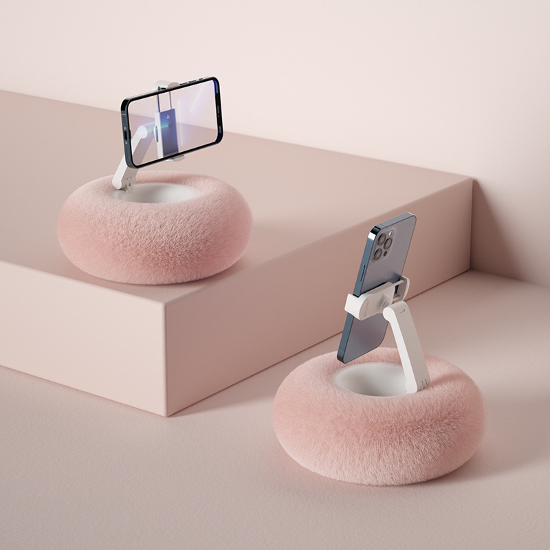 Pillow Phone Tablet Rotating Holder Lazy Desktop Bed Live Stand, Color: Single Axis Clip-Pink - Shopkiz.com
