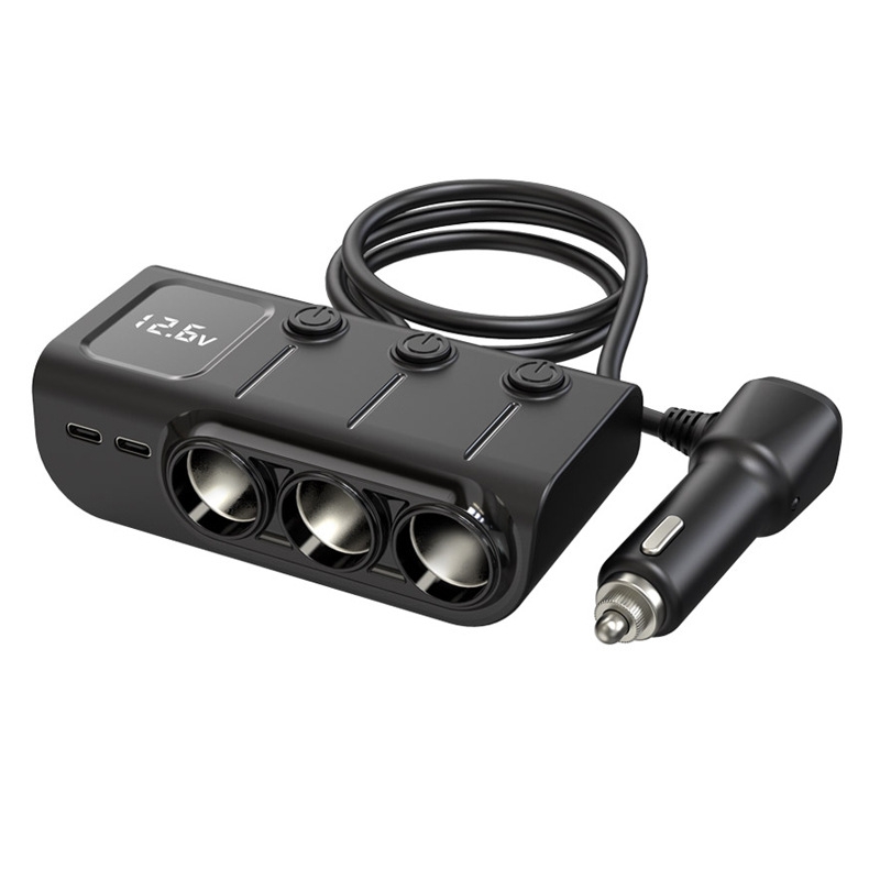 120W Digital Display Cigarette Lighter Car Fast Charging Charger(Black) - Shopkiz.com