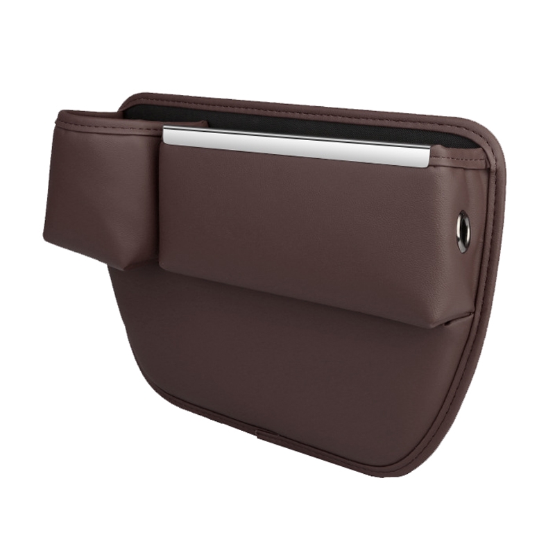 Automotive Seat Clamp Seam Organizer Car Decoration Storage Bag Water Cup Model, Style: Main Driver Mocha Brown - Shopkiz.com