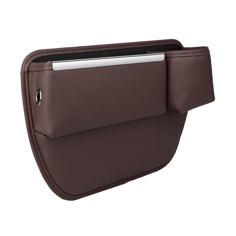 Automotive Seat Clamp Seam Organizer Car Decoration Storage Bag Water Cup Model, Style: Passenger Mocha Brown - Shopkiz.com