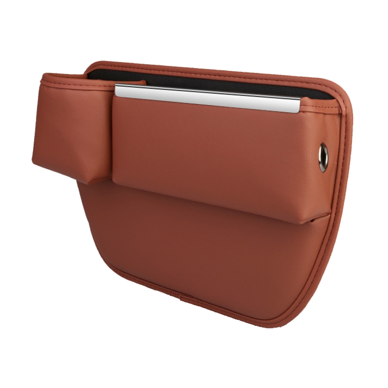Automotive Seat Clamp Seam Organizer Car Decoration Storage Bag Water Cup Model, Style: Main Driver Saddle Brown - Shopkiz.com