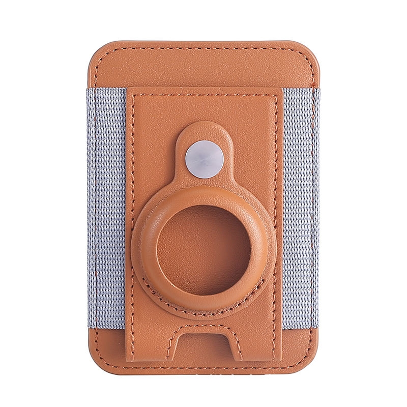 For AirTag Tracker Magnetic Leather Card Holder Wallet ID Case(Brown) - Shopkiz.com