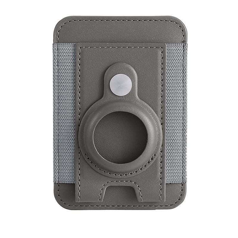For AirTag Tracker Magnetic Leather Card Holder Wallet ID Case(Grey) - Shopkiz.com
