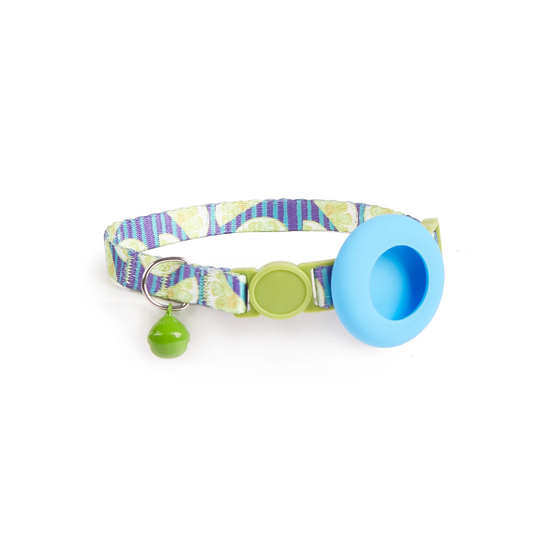 For AirTag Pet Collar Holder Print Design Case with Bell and Safety Buckle, Style: Lemon Ocean - Shopkiz.com