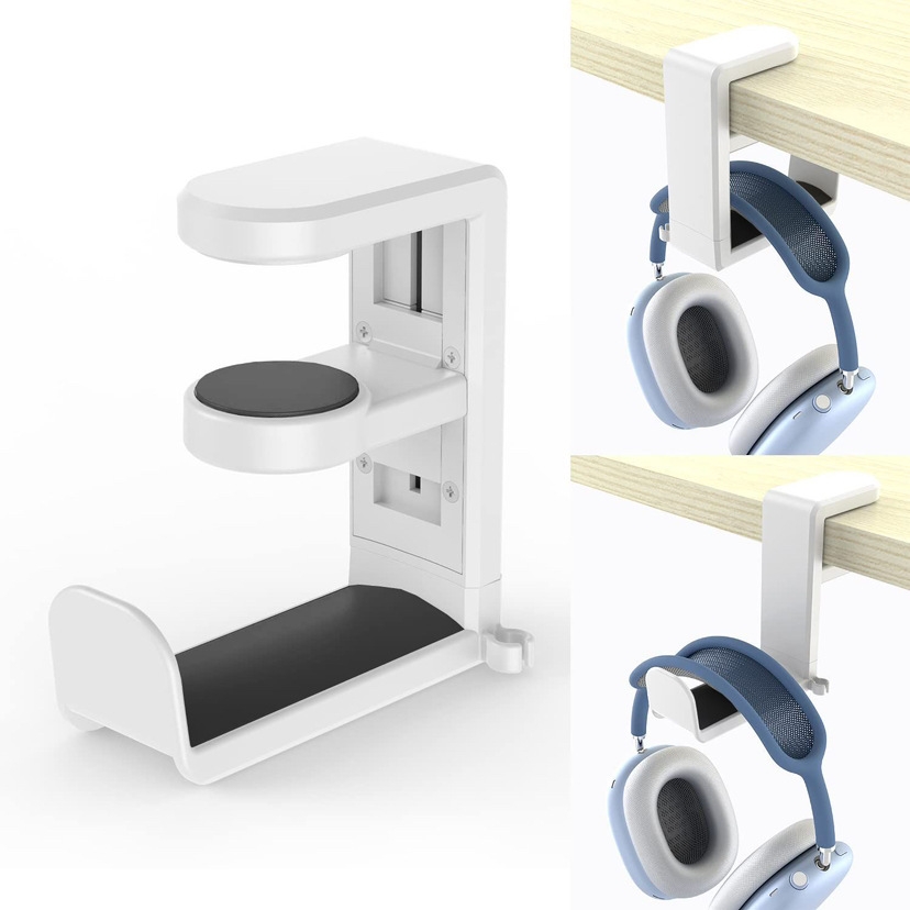 Deskside Clip 360 Degree Rotatable Headphone Holder(White) - Shopkiz.com