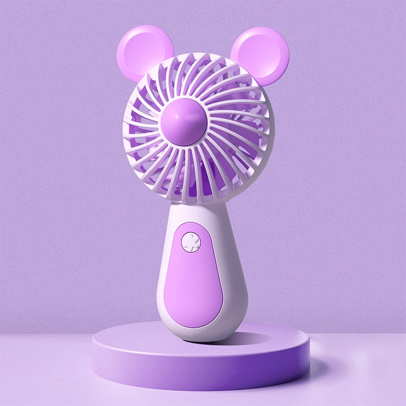 Cute Cartoon Handheld Small Fan Mini Portable USB Charging Fan, Size: Bear(Purple) - Shopkiz.com