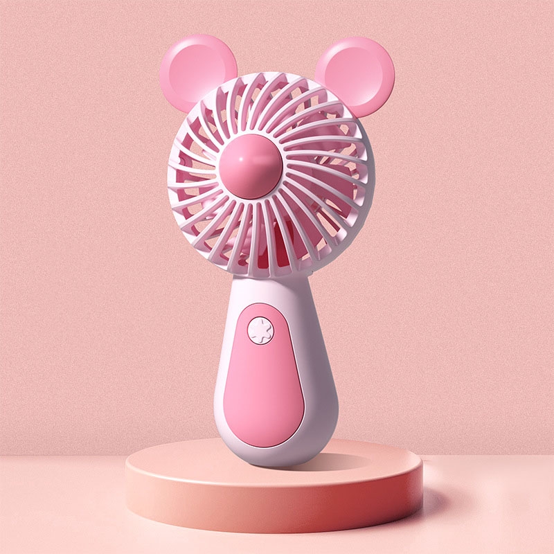 Cute Cartoon Handheld Small Fan Mini Portable USB Charging Fan, Size: Bear(Pink) - Shopkiz.com