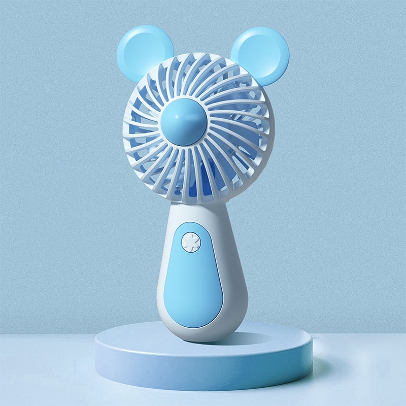 Cute Cartoon Handheld Small Fan Mini Portable USB Charging Fan, Size: Bear(Blue) - Shopkiz.com