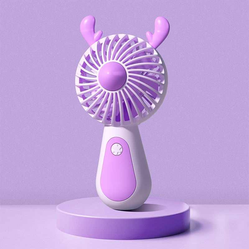 Cute Cartoon Handheld Small Fan Mini Portable USB Charging Fan, Size: Deer(Purple) - Shopkiz.com