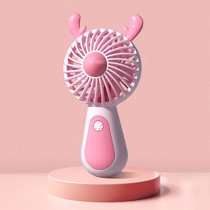 Cute Cartoon Handheld Small Fan Mini Portable USB Charging Fan, Size: Deer(Pink) - Shopkiz.com