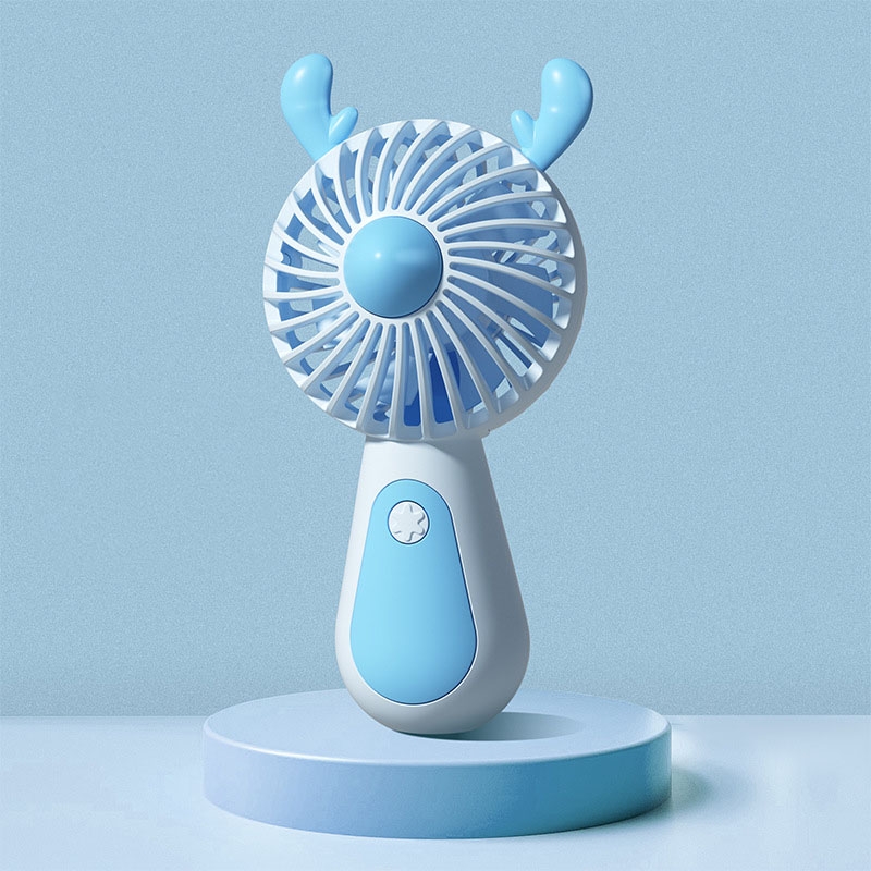 Cute Cartoon Handheld Small Fan Mini Portable USB Charging Fan, Size: Deer(Blue) - Shopkiz.com