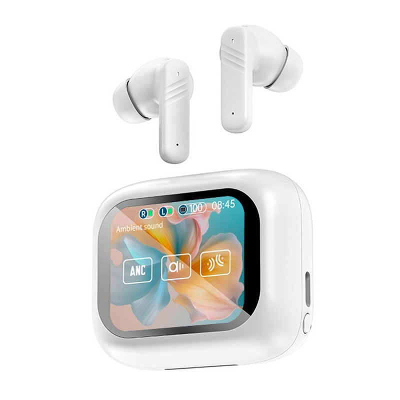 LX-10 Full-Color Touch Screen ANC+ENC Dual Noise Reduction In-Ear Wireless Bluetooth Earphone(White) - Shopkiz.com