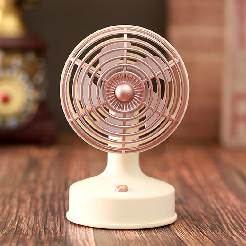 Retro Desktop USB Charging Small Fan 90 Degree Adjustable Angle Fan(Milk White) - Shopkiz.com