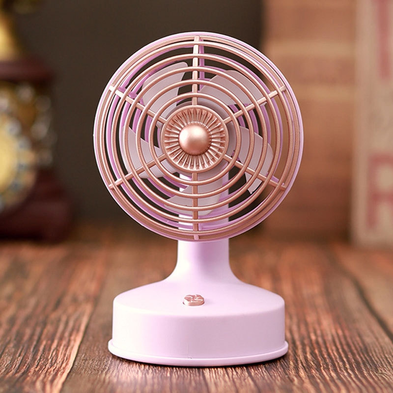 Retro Desktop USB Charging Small Fan 90 Degree Adjustable Angle Fan(Purple) - Shopkiz.com
