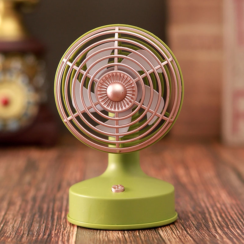 Retro Desktop USB Charging Small Fan 90 Degree Adjustable Angle Fan(Green) - Shopkiz.com
