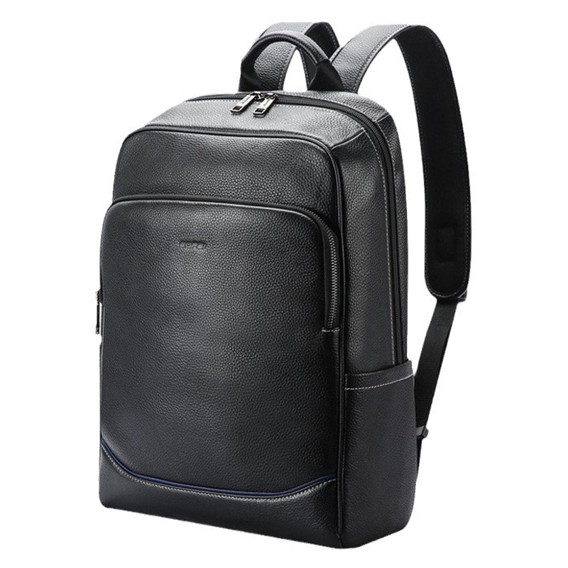 Bopai 61-121671A Top-Layer Cowhide Large-Capacity Casual Business Laptop Backpack(Black) - Shopkiz.com