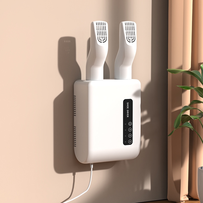 140W Boot Dryer Wall Mounted Shoes Warmer Heater, 3 Gear Timing, 360 Degree Rotating Air Outlet UK Plug(White) - Shopkiz.com
