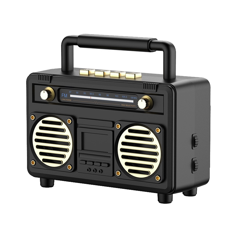 BT21 Retro USB Flash Drive FM Radio Wireless Bluetooth Speaker, Color: Black - Shopkiz.com