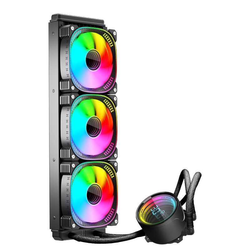 COOLMOON CM-YM-360T Computer ARGB Temperature Display Lens Multi-Platform Integrated CPU Cooler(Black) - Shopkiz.com