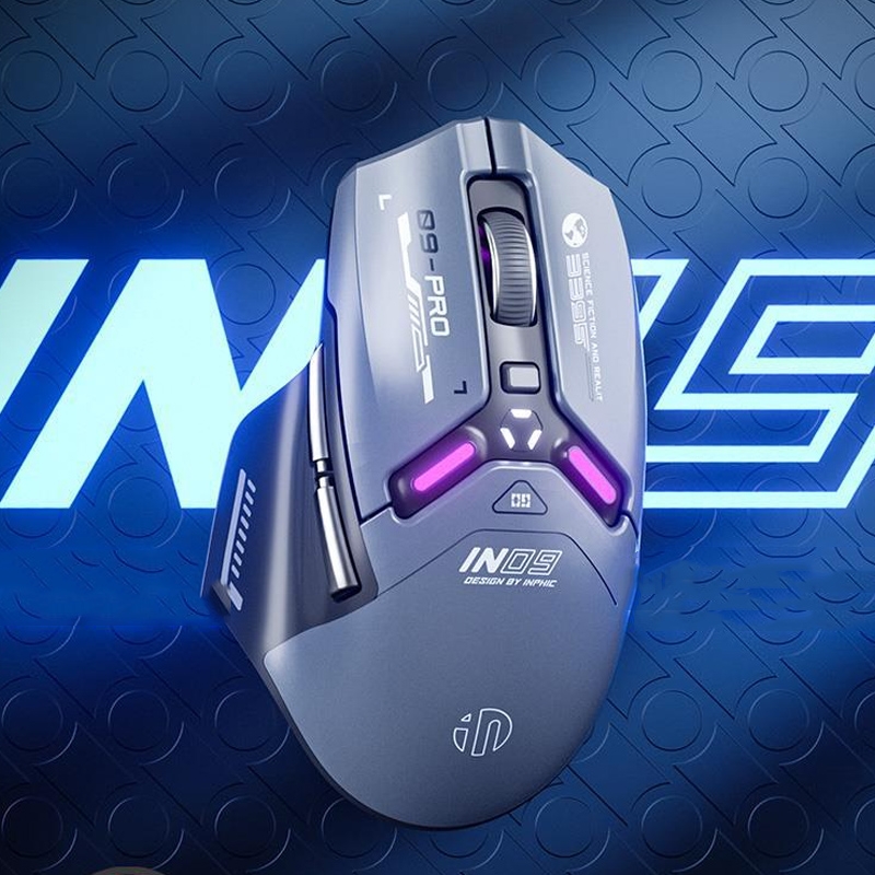 Inphic IN9PRO-H 3 Modes Wired and Wireless Mouse PAW3395 Sensor(Black Gray) - Shopkiz.com