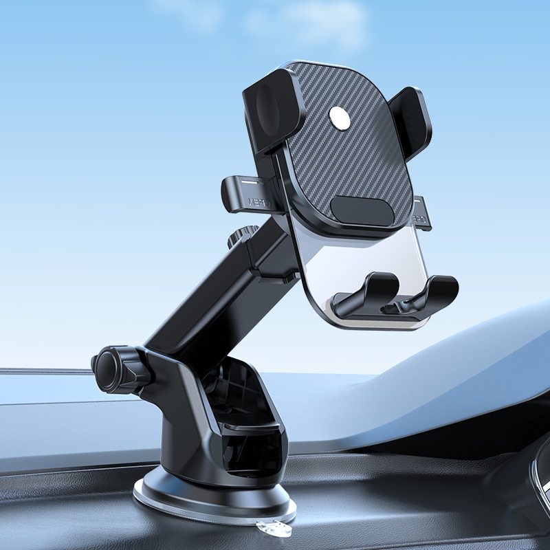Car Suction Cup Dashboard Automatic Lock Mobile Phone Holder, Style: Black Telescopic - Shopkiz.com
