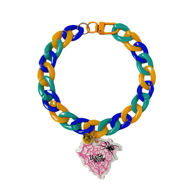 Pet Halloween Necklace Cartoon Tag Necklace Cats Dogs Holiday Adjustable Decoration Chain, Style: Spider(M-30cm) - Shopkiz.com