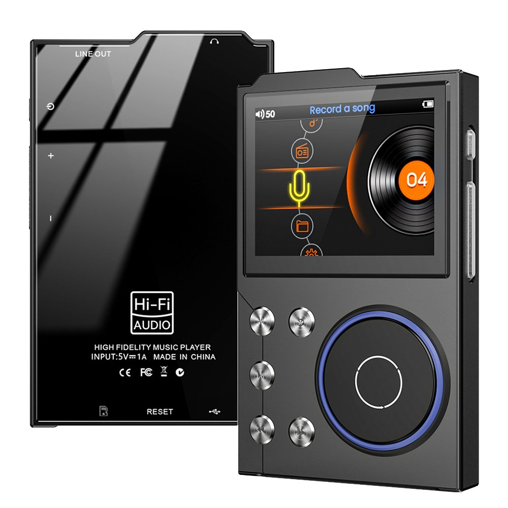 2.4 Inch HIFI Bluetooth Music Player DSD256 Mastering Sound Quality Walkman, Memory: 16GB+16GB(Black) - Shopkiz.com