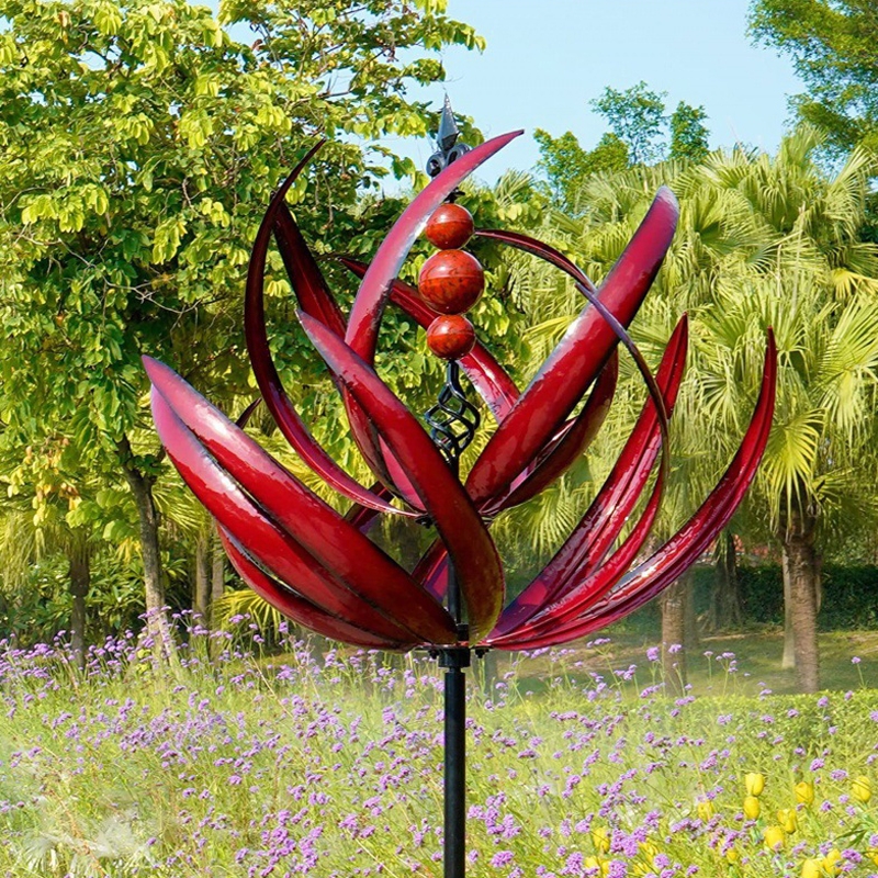 Metal Iron Windmill Crafts Outdoor Gardening Decorative Ground Planter(Red) - Shopkiz.com