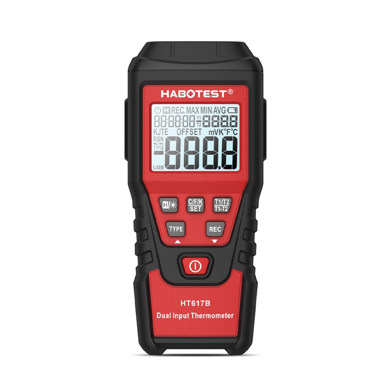 HABOTEST HT617B Digital Dual Channel Thermocouple Thermometer(Black Red) - Shopkiz.com