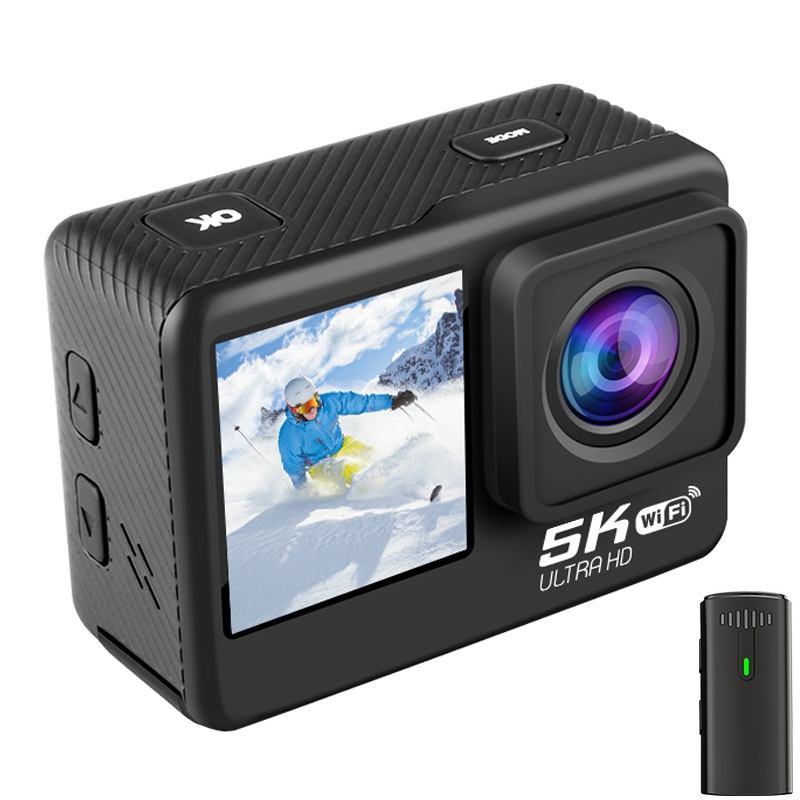 5K/30FPS WIFI HD Anti-Shake Remote Touch Dual-Screen IP68 Waterproof Sports Camera(Microphone Version) - Shopkiz.com