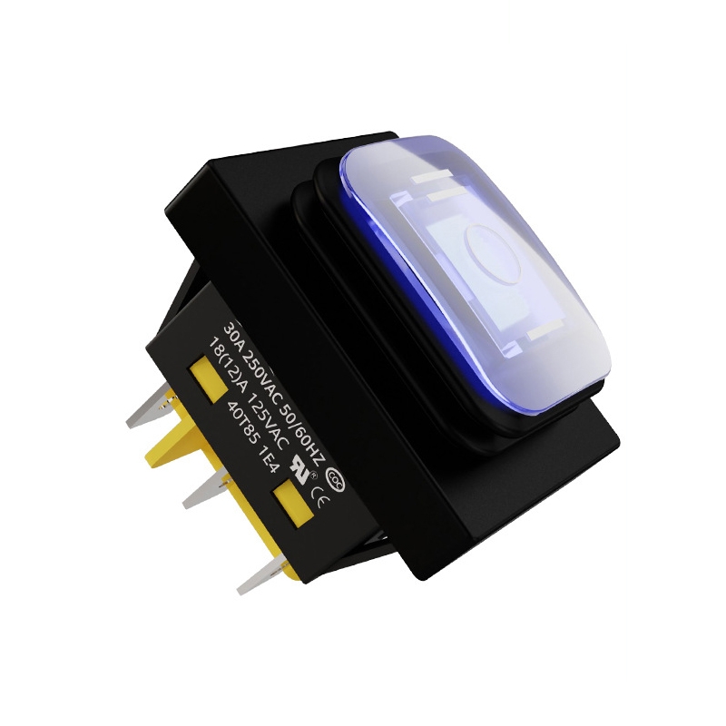 FILN 220V 30A Split Dustproof Boat-type Switch With Light, Specifications: Waterproof 6 Pin 3 Gear Blue Light - Shopkiz.com