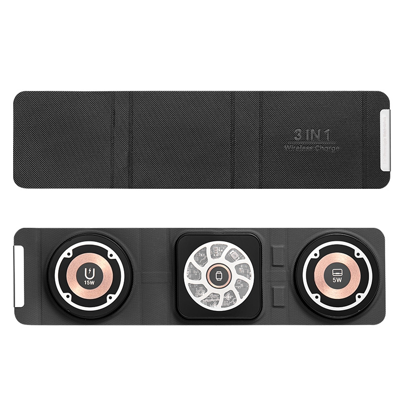 3-In-1 Magsafe Folding Wireless Charger Portable Wireless Fast Charging(Black) - Shopkiz.com