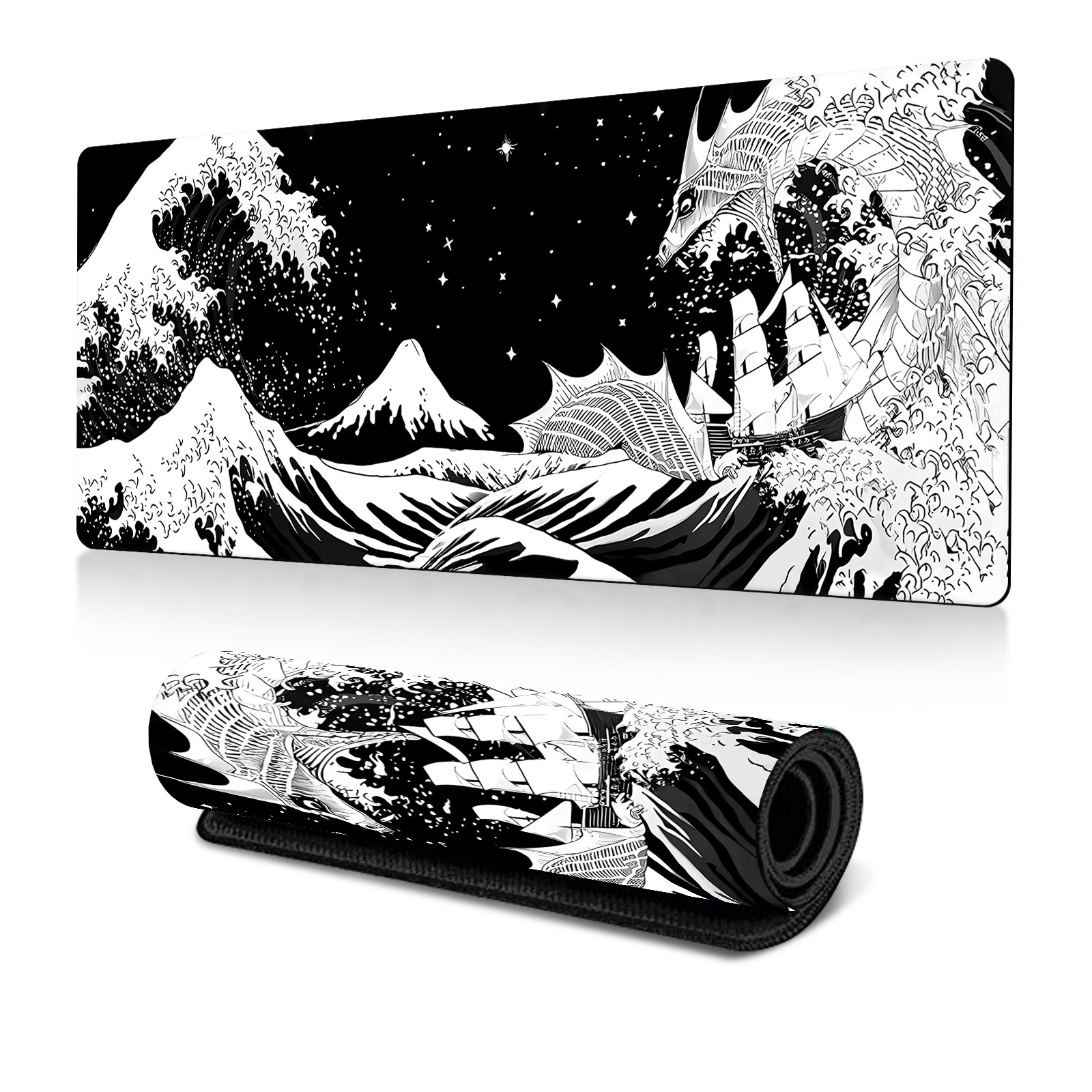 300x600x2mm Big Wave Gaming Mouse Pad Non-Slip Rubber Desk Mat(No.4) - Shopkiz.com
