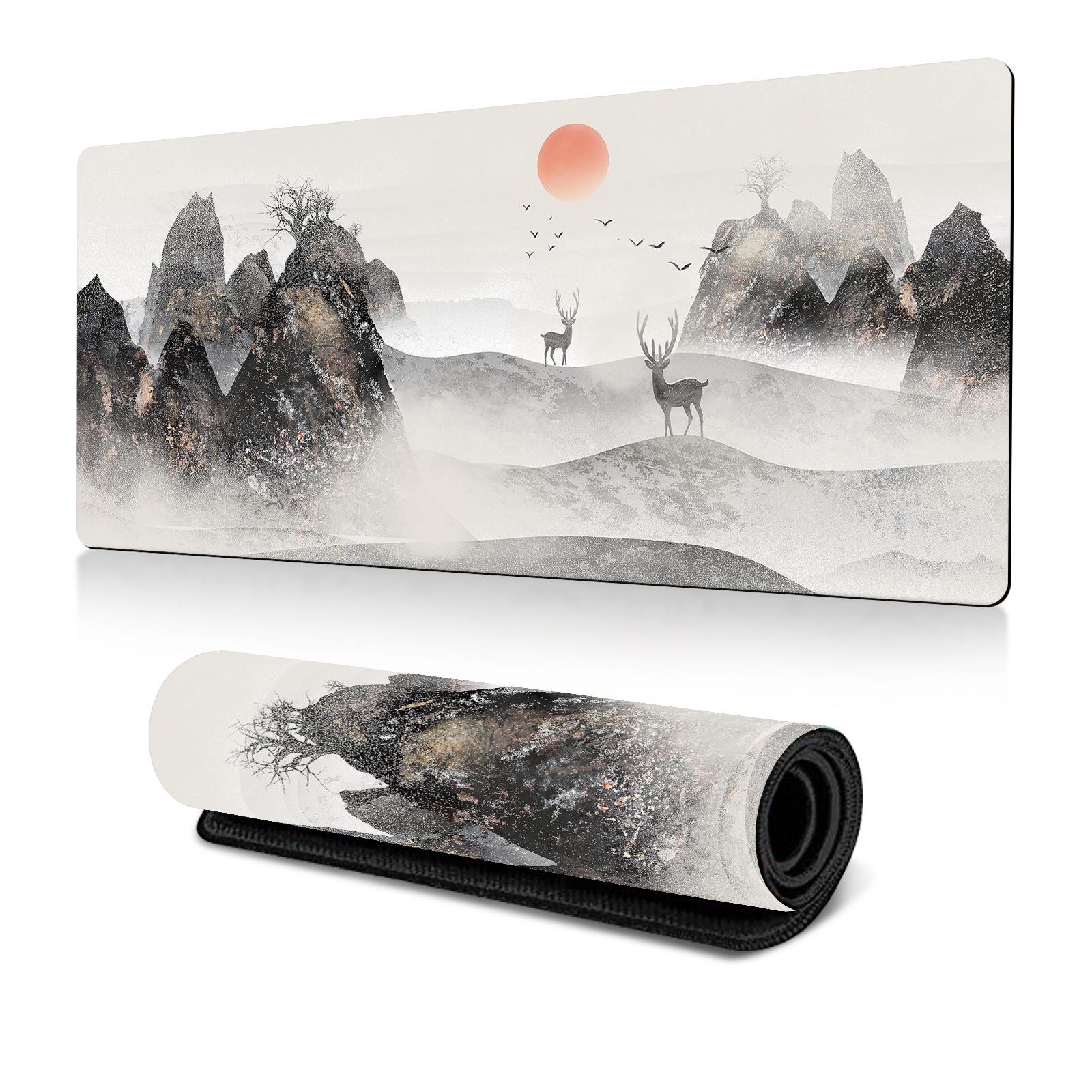 300x600x2mm Ink Painting Cherry Blossom Rubber Non-Slip Mouse Pad Desk Mat(Pattern 8) - Shopkiz.com