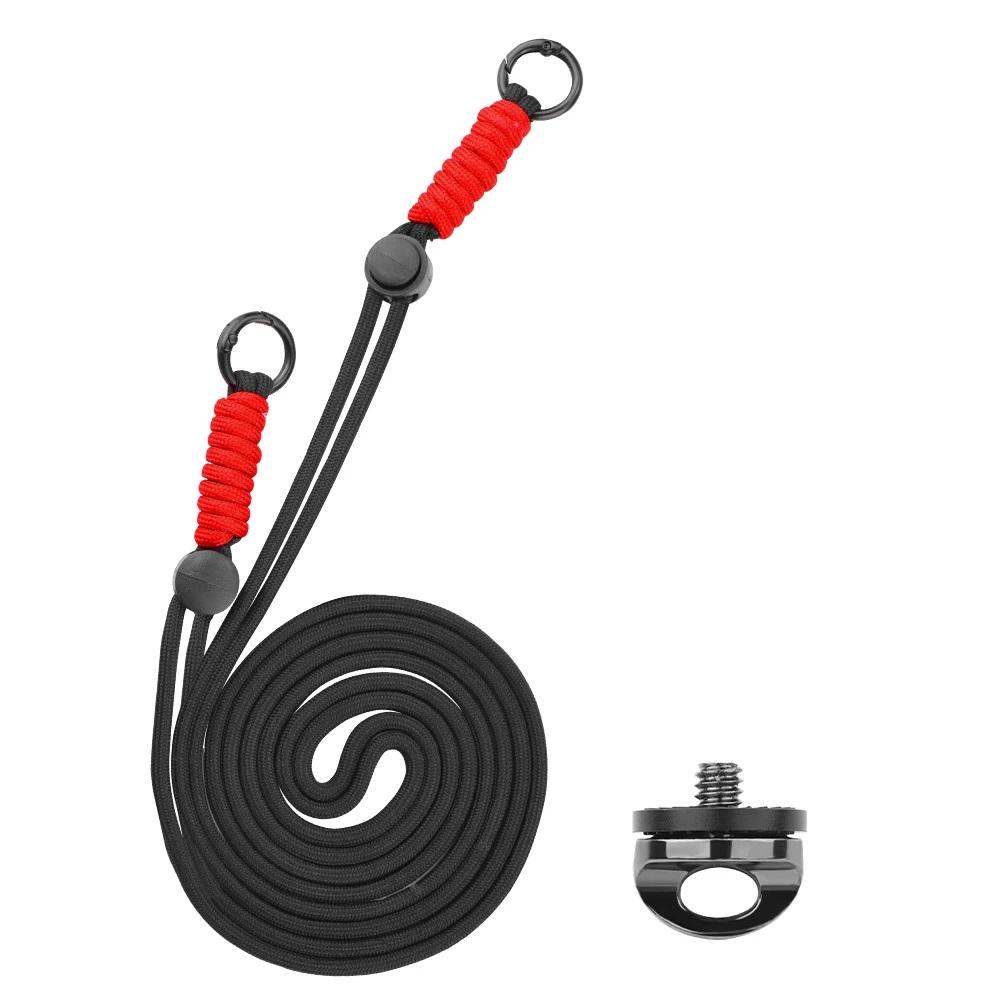 BRDRC Camera Strap Crossbody Lanyard With 1/4 inch Screw Anti-loss Rope Accessory(Black Red Knot) - Shopkiz.com