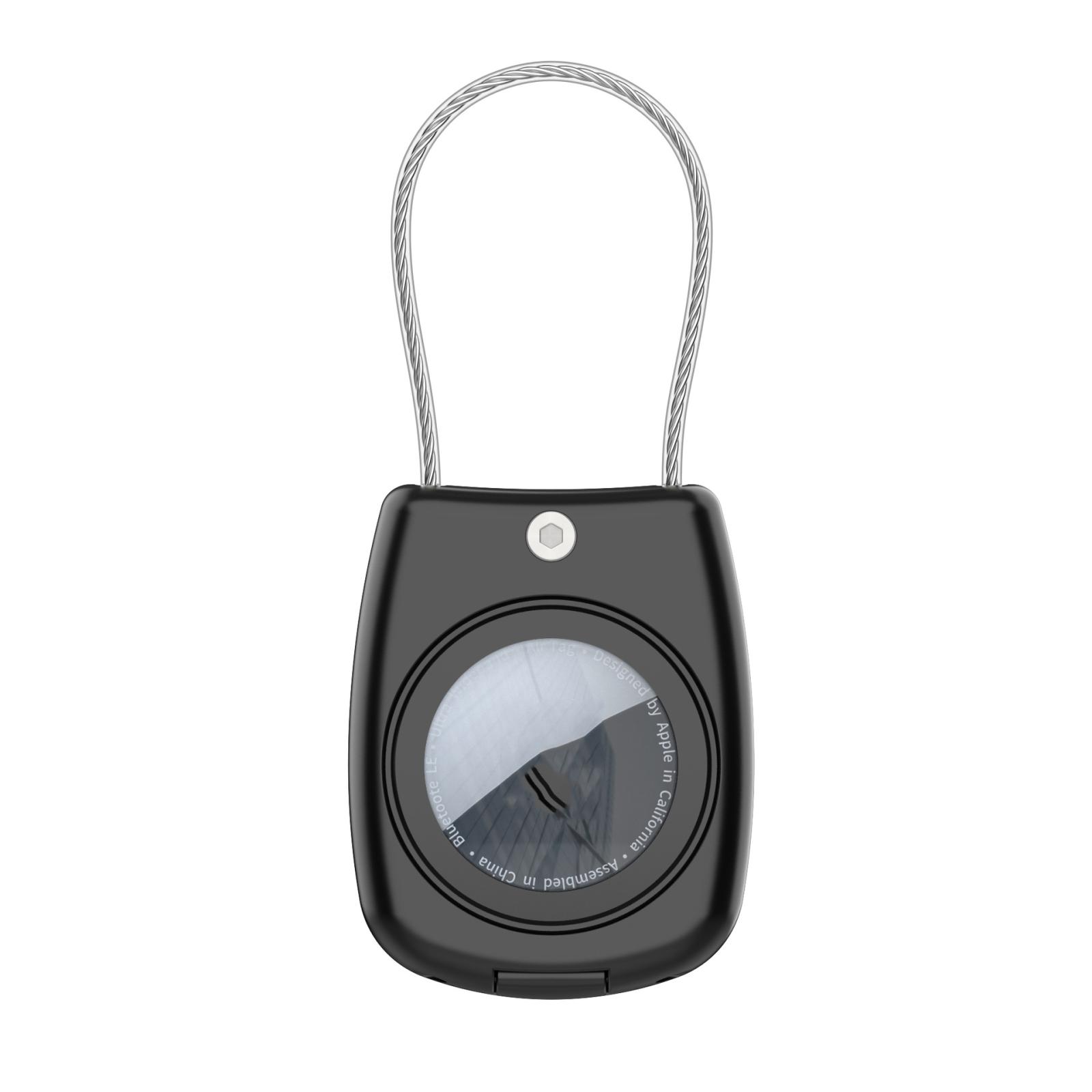 For AirTag 2nd Gen / AirTag 1st Gen Waterproof Case With Stainless Steel Rope Safety Lock Protective Shell(Black) - Shopkiz.com