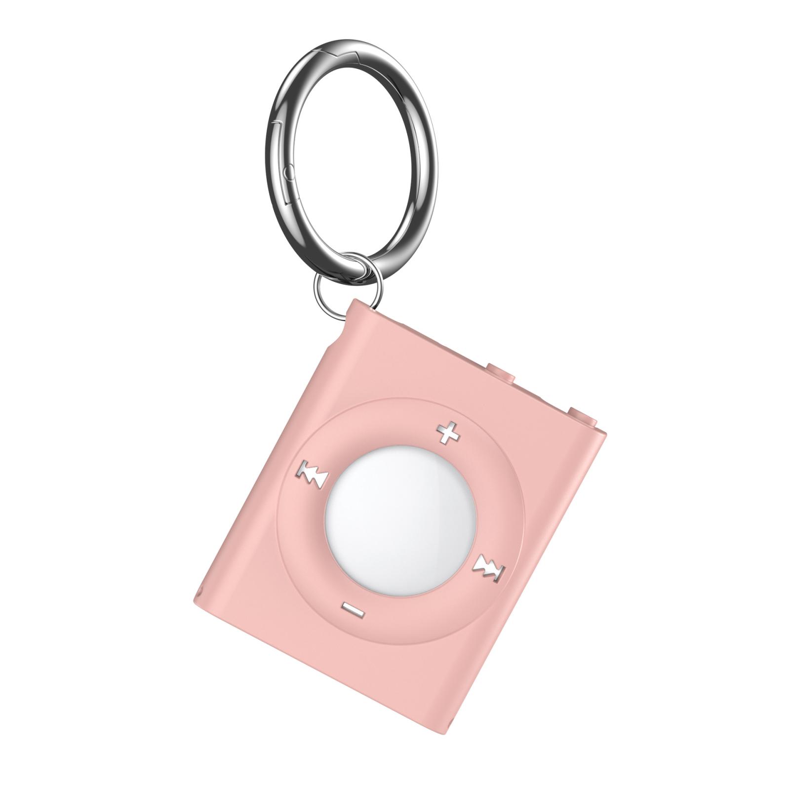 For AirTag 2nd Gen / AirTag 1st Gen Locator MP3 Style Protective Cover With Keychain(Pink) - Shopkiz.com