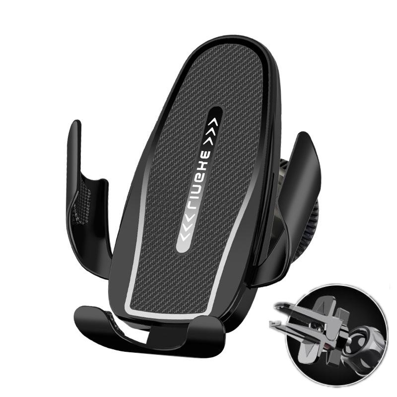 Carbon Fiber Clip-on Gravity Air Outlet Car Phone Holder, Color: Black Straight Clip - Shopkiz.com