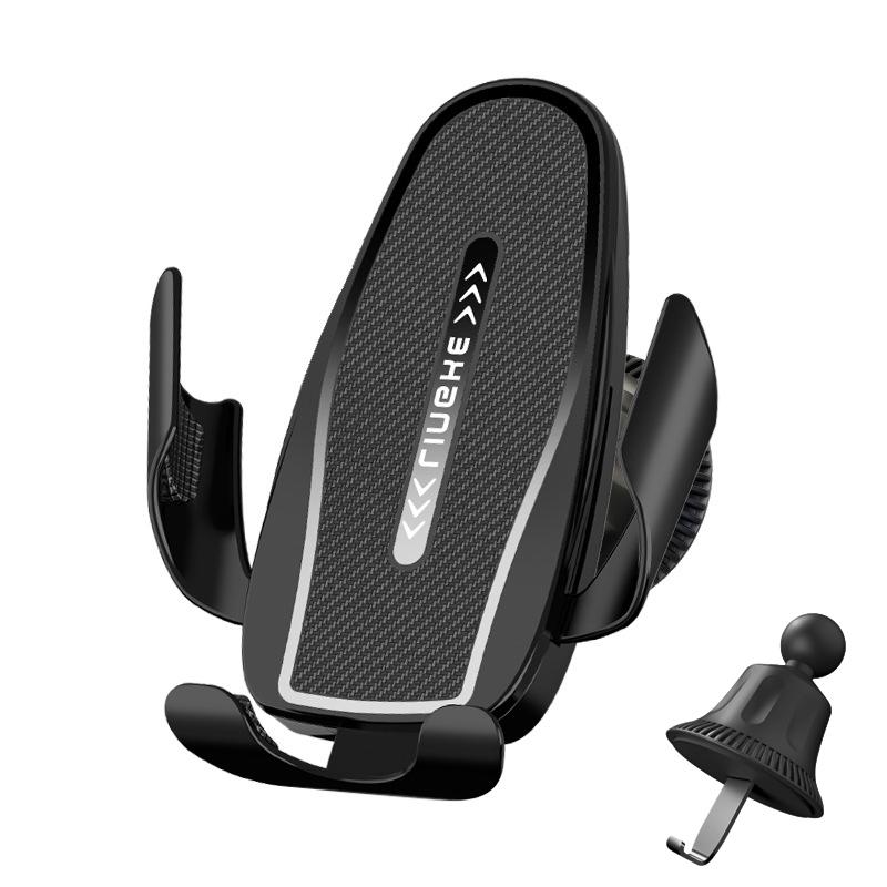 Carbon Fiber Clip-on Gravity Air Outlet Car Phone Holder, Color: Black Hook Clip - Shopkiz.com