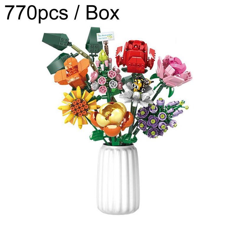 770pcs / Box Kids Building Blocks Bouquet Puzzle Toys Adult Gift Small Pellet Building Blocks Set - Shopkiz.com