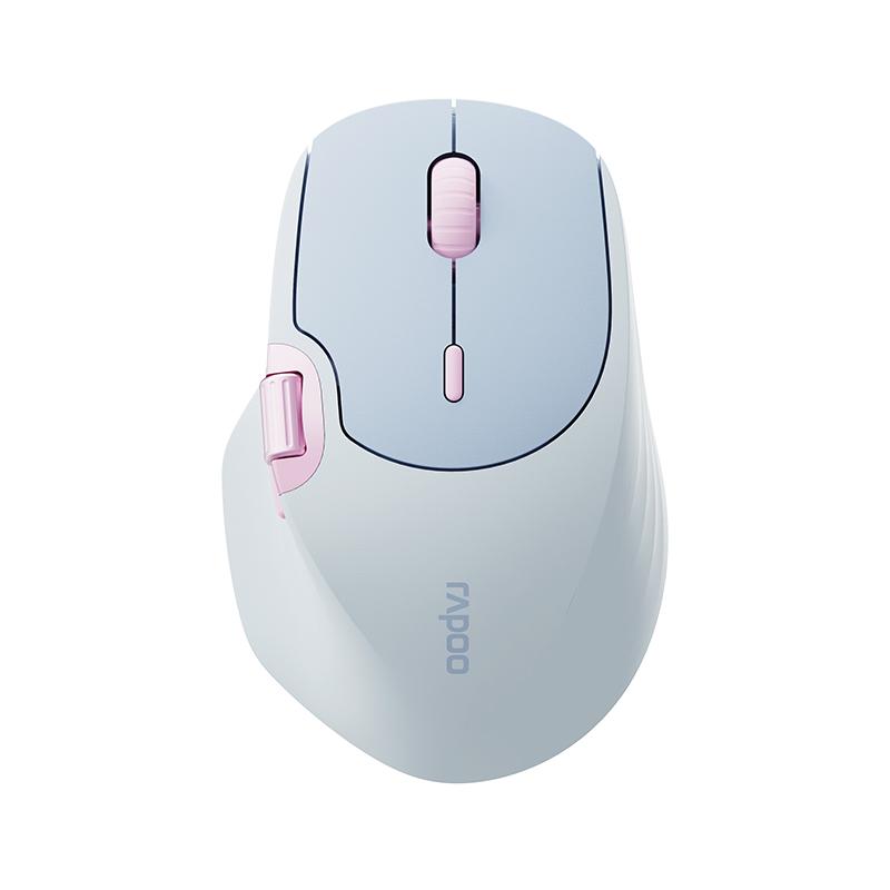 Rapoo MT560 3-Mode Wireless Bluetooth Mouse Ergonomic Desktop Laptop Mouse(Light Blue) - Shopkiz.com