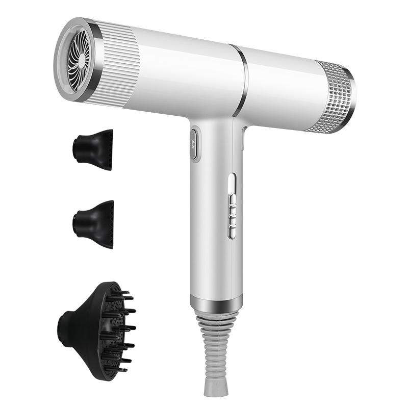 T-Shaped Hair Dryer with Smart Inverter Technology High-Power Blow Dryer for Home & Salon Use EU Plug With 3 Nozzles(White) - Shopkiz.com