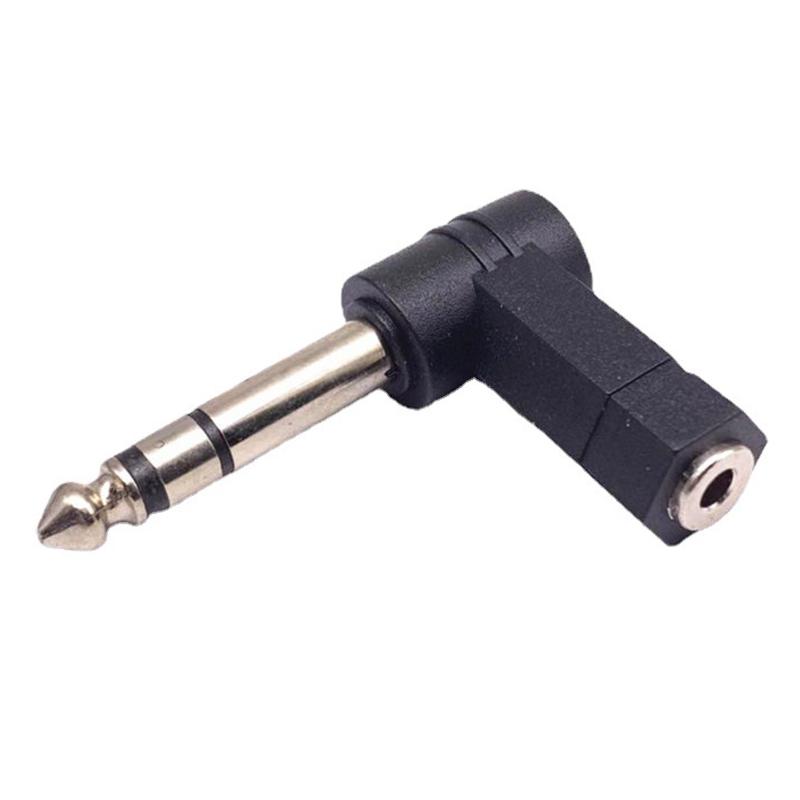 6.35mm To 3.5mm Plug 90 Degree Headphone Microphone Audio Adapter(Black) - Shopkiz.com