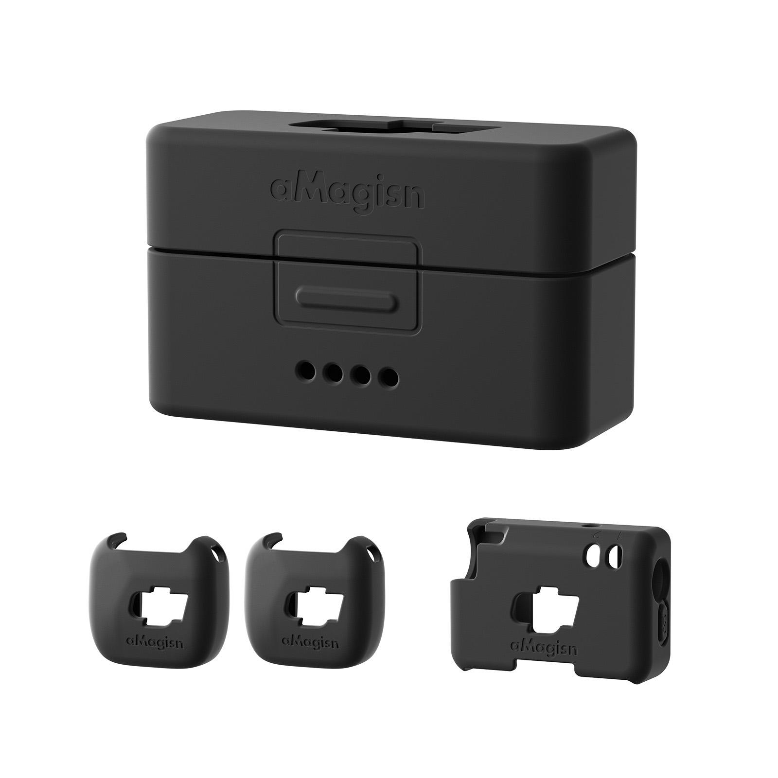For DJI Mic Mini aMagisn MP01 Silicone Protective Case, Color: 4 In 1 Black - Shopkiz.com